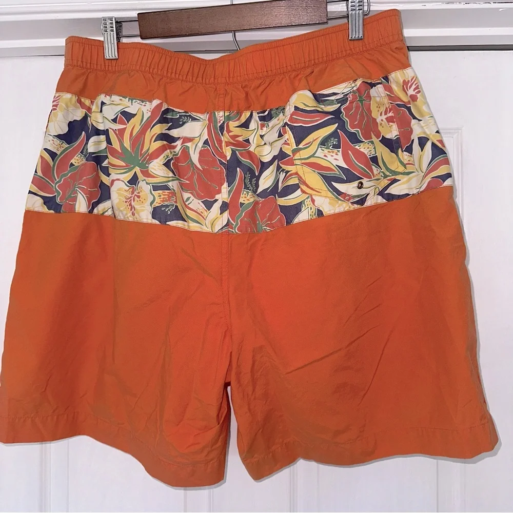 VTG Polo Sport Ralph Lauren Swim Trunks Board Shorts XL Orange Floral Volley RL
